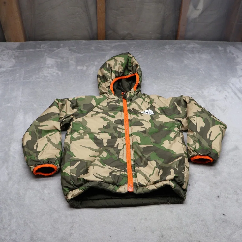 North Face Jacket Kids 4T Camo Reversible Puffer Full Zip Coat Winter Light Pack